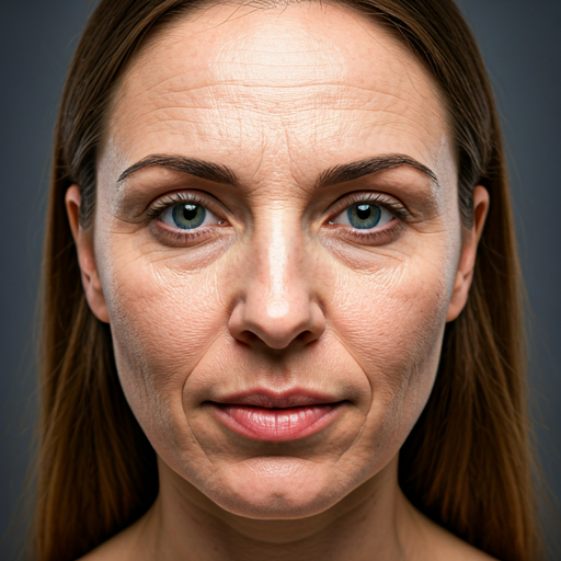 Before photo: Woman with tired skin and fine lines, close up skin texture portrait.